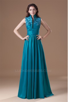 Pleats Floor-Length Taffeta Sleeveless High-Neck Prom/Formal Evening Dresses 02020805