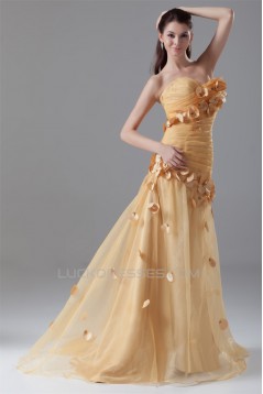 Pleats Sleeveless Strapless Taffeta Netting Prom/Formal Evening Dresses 02020809