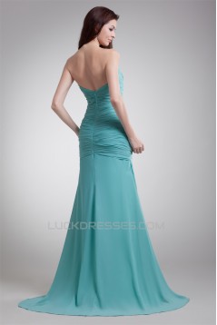 Puddle Train Chiffon Elastic Woven Satin Prom/Formal Evening Dresses 02020811