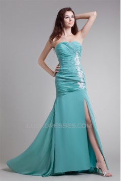 Puddle Train Chiffon Elastic Woven Satin Prom/Formal Evening Dresses 02020811