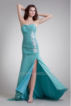 Puddle Train Chiffon Elastic Woven Satin Prom/Formal Evening Dresses 02020811