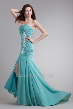 Puddle Train Chiffon Elastic Woven Satin Prom/Formal Evening Dresses 02020811