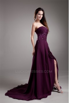 A-Line Ruffles Chiffon Sweetheart Long Purple Prom/Formal Evening Dresses 02020816