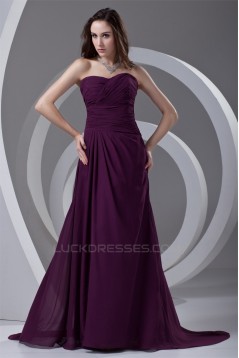 Ruffles Sweetheart A-Line Sleeveless Chiffon Long Purple Prom/Formal Evening Dresses 02020817