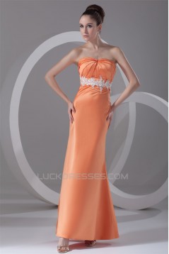 Satin Ankle-Length Strapless Sheath/Column Prom/Formal Evening Dresses 02020818