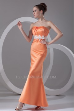 Satin Ankle-Length Strapless Sheath/Column Prom/Formal Evening Dresses 02020818