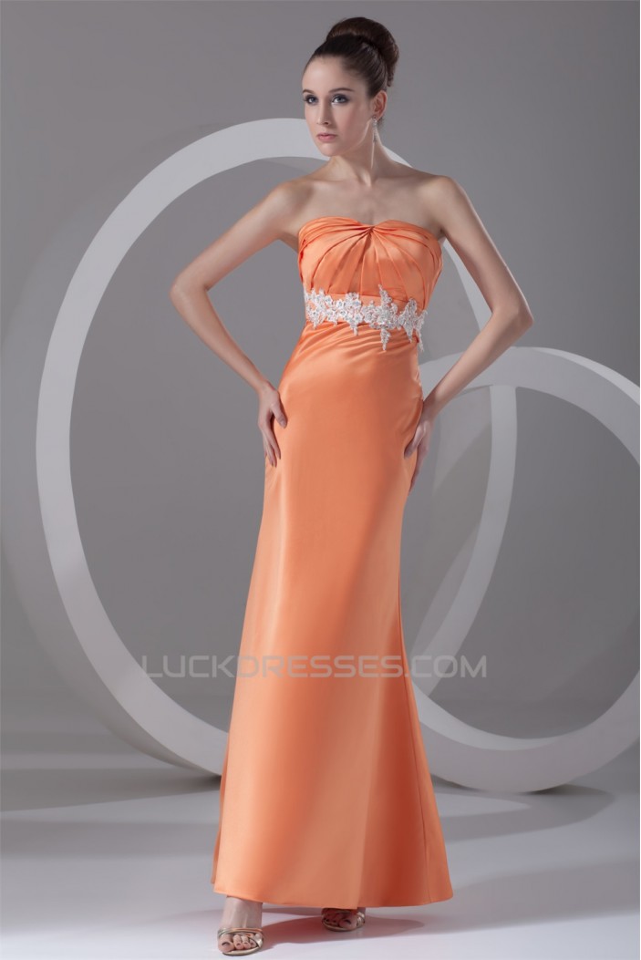 Satin Ankle-Length Strapless Sheath/Column Prom/Formal Evening Dresses 02020818