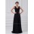 A-Line V-Neck Long Black Chiffon Evening Party Bridesmaid Dresses 02020823