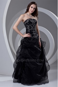Satin Organza Beading Ball Gown Floor-Length Prom/Formal Evening Dresses 02020825
