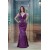 Satin V-Neck Crystal Flora Pin Brush Sweep Train Prom/Formal Evening Dresses 02020827
