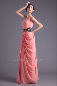 Sheath/Column Floor-Length Chiffon One-Shoulder Prom/Formal Evening Dresses 02020835