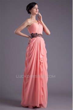 Sheath/Column Floor-Length Chiffon One-Shoulder Prom/Formal Evening Dresses 02020835