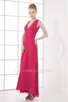 Sheath/Column Floor-Length Pleats V-Neck Formal Evening Bridesmaid Dresses 02020836