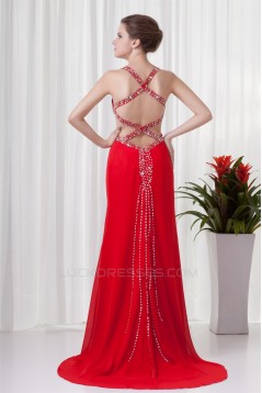 Sleeveless Beading Brush Sweep Train Chiffon Prom/Formal Evening Dresses 02020865