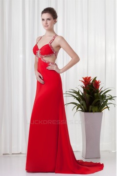 Sleeveless Beading Brush Sweep Train Chiffon Prom/Formal Evening Dresses 02020865