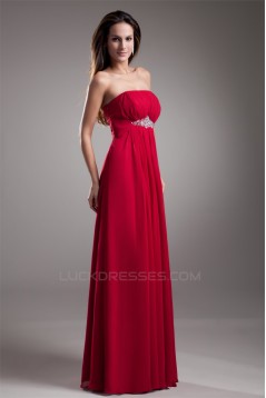 A-Line Sleeveless Beading Strapless Chiffon Evening Party Bridesmaid Dresses 02020869