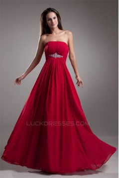A-Line Sleeveless Beading Strapless Chiffon Evening Party Bridesmaid Dresses 02020869