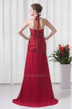 Sleeveless Brush Sweep Train Satin Chiffon Prom/Formal Evening Dresses 02020872