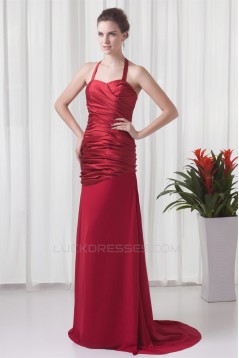 Sleeveless Brush Sweep Train Satin Chiffon Prom/Formal Evening Dresses 02020872