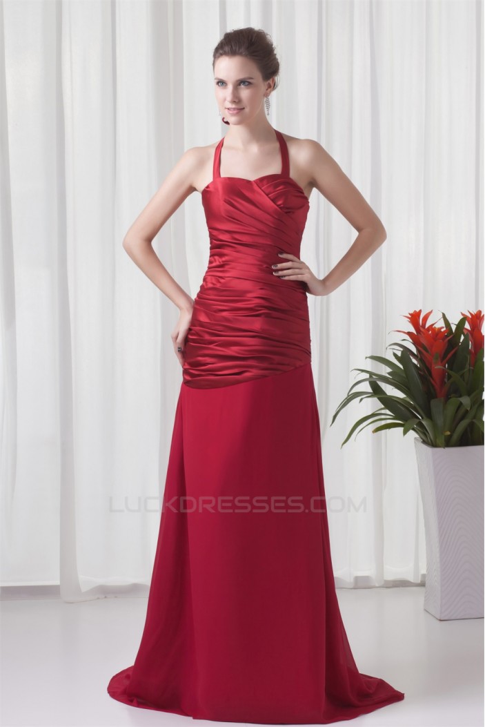 Sleeveless Brush Sweep Train Satin Chiffon Prom/Formal Evening Dresses 02020872