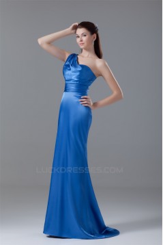 One-Shoulder Sleeveless Elastic Woven Satin Prom/Formal Evening Bridesmaid Dresses 02020879