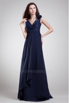 A-Line V-Neck Long Navy Blue Prom/Formal Evening Bridesmaid Dresses 02020881
