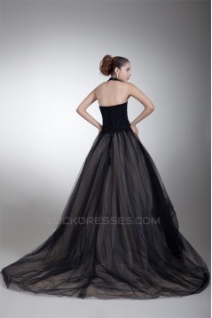 Ball Gown Sleeveless Halter Beaded Appliques Net Prom/Formal Evening Dresses 02020882