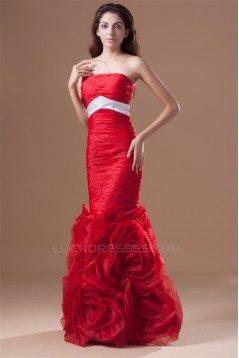 Sleeveless Handmade Flowers Organza Silk like Satin Prom/Formal Evening Dresses 02020884