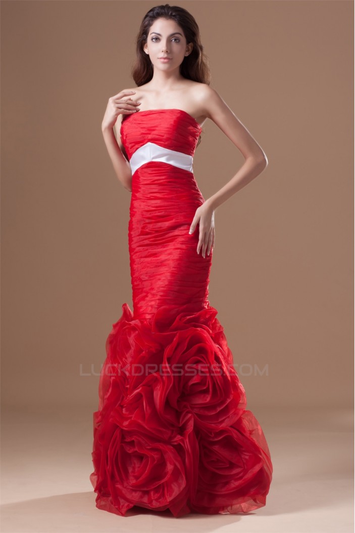Sleeveless Handmade Flowers Organza Silk like Satin Prom/Formal Evening Dresses 02020884