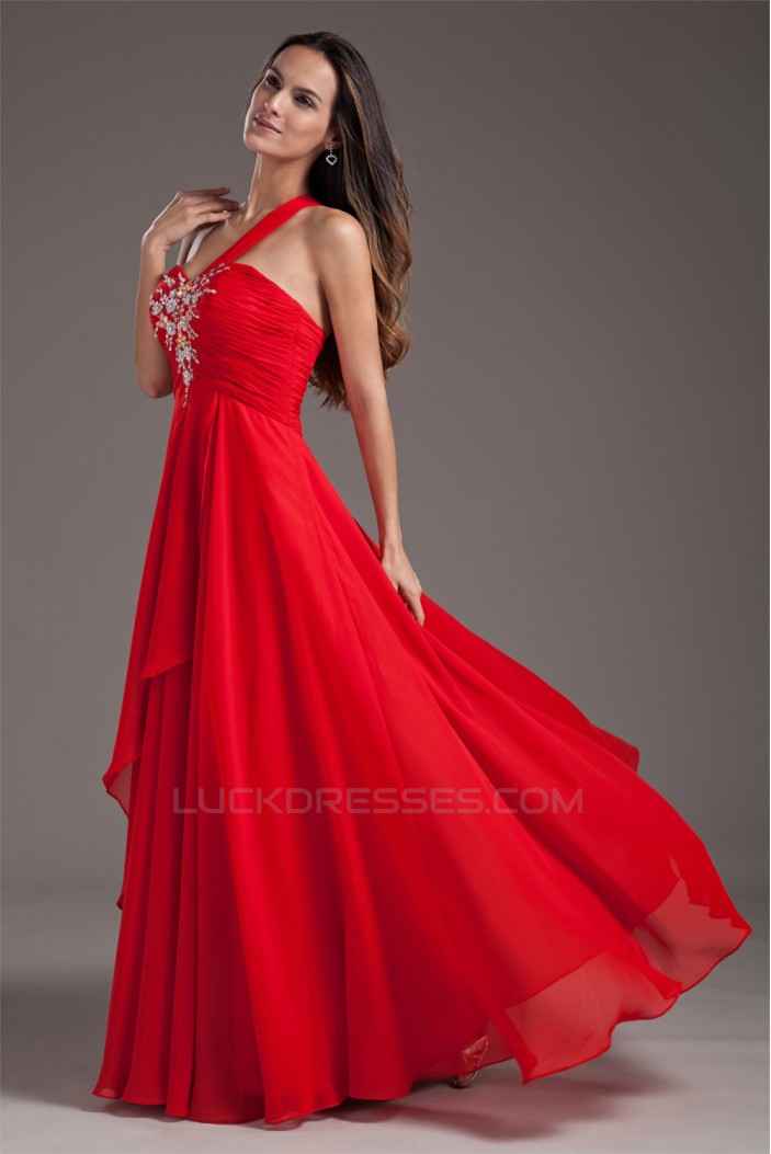 A-Line Chiffon Sleeveless One-Shoulder Prom/Formal Evening Dresses 02020887