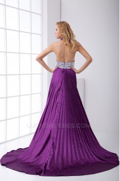 Sleeveless Pleats Elastic Woven Satin Puddle Train Prom/Formal Evening Dresses 02020891
