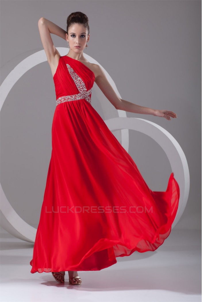 Sheath/Column Floor-Length Long Red Chiffon Prom/Formal Evening Dresses 02020893
