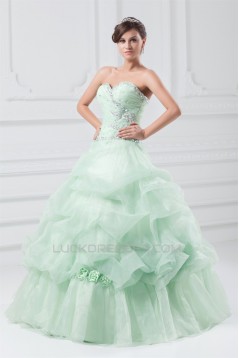 Sleeveless Satin Organza Pick Ups Ball Gown Prom/Formal Evening Dresses 02020896