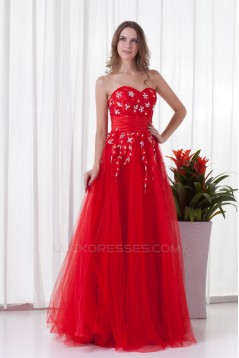 Sleeveless Sweetheart Floor-Length Satin Net Prom/Formal Evening Dresses 02020904