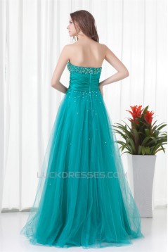 Strapless A-Line Sleeveless Satin Netting Prom/Formal Evening Dresses 02020918