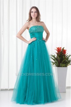Strapless A-Line Sleeveless Satin Netting Prom/Formal Evening Dresses 02020918