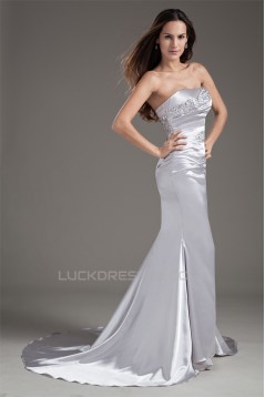 Strapless Elastic Woven Satin Court Train Prom/Formal Evening Dresses 02020922