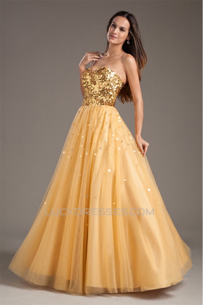 A-Line Taffeta Net Sequins Sleeveless Sweetheart Prom/Formal Evening Dresses 02020956