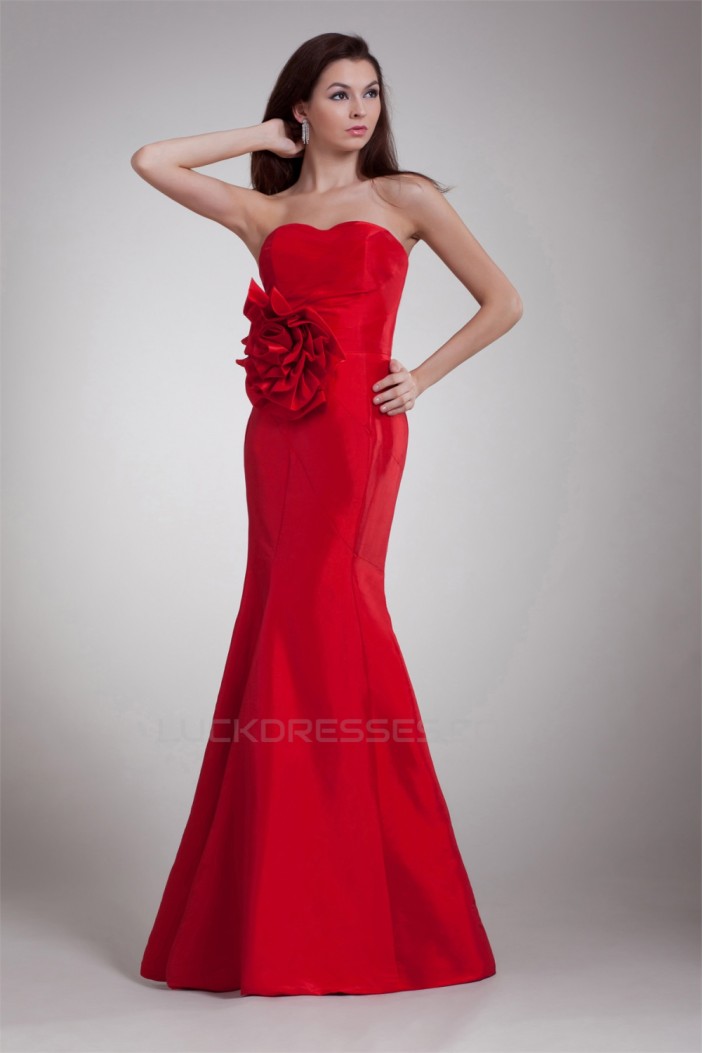 Taffeta Sleeveless Handmade Flowers Sweetheart Prom/Formal Evening Dresses 02020959