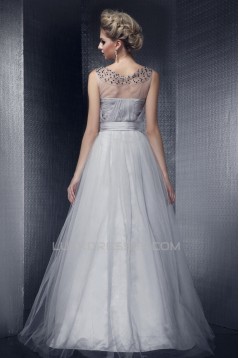 Beaded Long Tulle Prom Evening Party Dresses 02020968