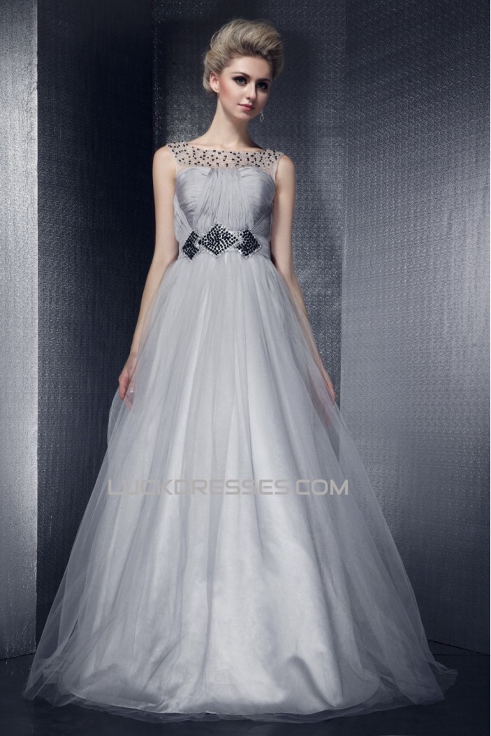 Beaded Long Tulle Prom Evening Party Dresses 02020968