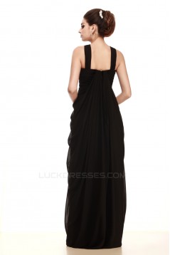 Sheath/Column Long Black Chiffon Prom Evening Party Dresses 02020977