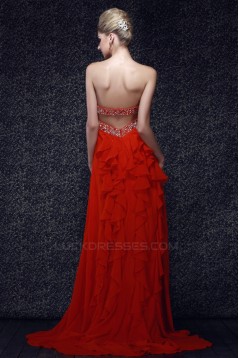A-Line Strapless Long Chiffon Prom Evening Party Dresses 02020980