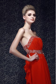 A-Line Strapless Long Chiffon Prom Evening Party Dresses 02020980