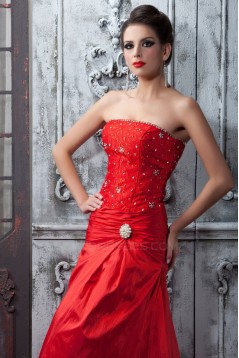 A-Line Beaded Lace Long Red Prom Evening Party Dresses 02020988