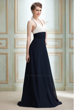 A-Line Halter Long Chiffon Prom Evening Party Bridesmaid Dresses 02020990