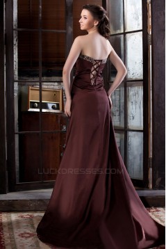 A-Line Strapless Long Chiffon Prom Evening Party Dresses 02020994