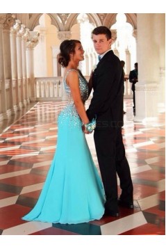 Long Blue Beaded Prom Evening Formal Dresses 3020006