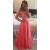 A-Line Off-the-Shoulder Long Sleeves Lace Chiffon Prom Evening Formal Dresses 3020015