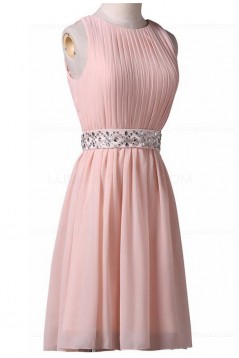 Short Pink Beaded Bridesmaid Prom Evening Formal Dresses 3020021